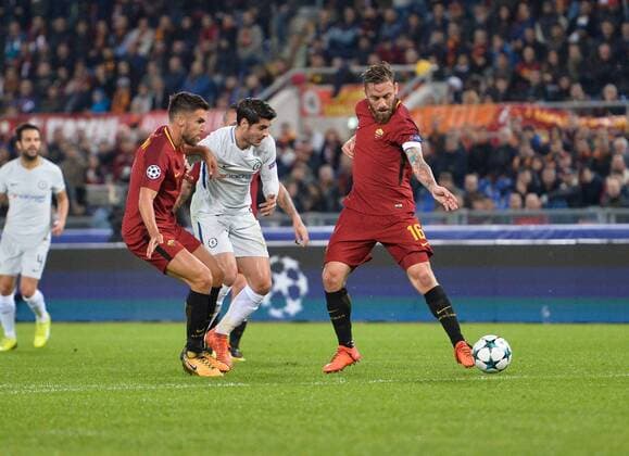 October 31, 2017 - Rome, Italy - Alvaro Morata and Daniele De Rossi during the Champions League football match A.S. Roma vs Chelsea Football Club at the Olympic Stadium in Rome, on october 31, 2017. AS Roma v Chelsea FC - UEFA Champions League  - ZUMAn230 20171031_zaa_n230_410 Copyright: xSilviaxLorex