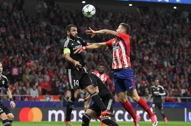 Atletico de MadridÂ s player Saul during Champions League match between Atletico Madrid and Qarabag at the Wanda Metropolitano stadium in Madrid Tuesday Oct 31th 2017  xIrinaxR.xH.x xAFP7x xAtxMadridxvxQarabag,xChampionsxLeague,xSpain,xOctx31thx2017x