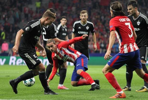 Atletico de MadridÂ s forward Griezmann during Champions League match between Atletico Madrid and Qarabag at the Wanda Metropolitano stadium in Madrid Tuesday Oct 31th 2017  xIrinaxR.xH.x xAFP7x xAtxMadridxvxQarabag,xChampionsxLeague,xSpain,xOctx31thx2017x