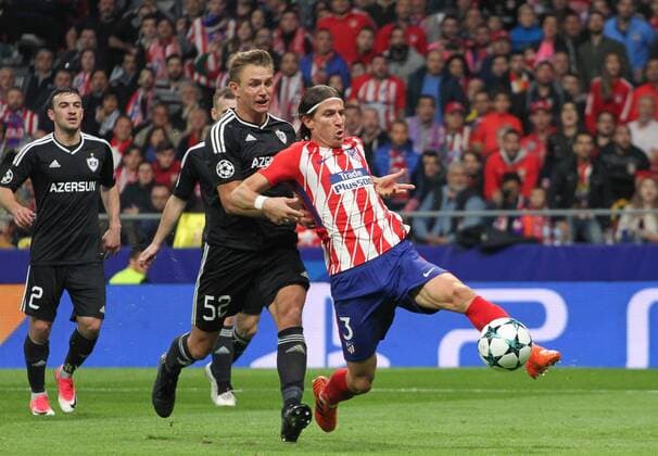 Atletico de MadridÂ s defense Filipe Luis during Champions League match between Atletico Madrid and Qarabag at the Wanda Metropolitano stadium in Madrid Tuesday Oct 31th 2017  xIrinaxR.xH.x xAFP7x xAtxMadridxvxQarabag,xChampionsxLeague,xSpain,xOctx31thx2017x