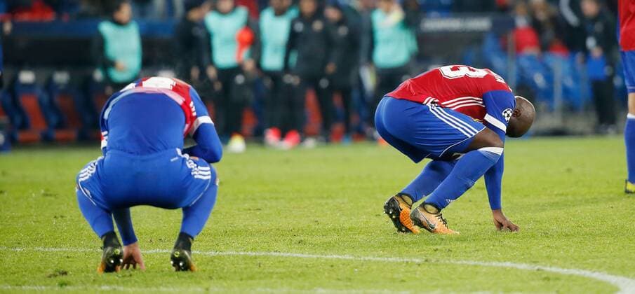 31 10 2017 St Jakob Park Basel SWITZERLAND Men Soccer UEFA Champions League Qualifying FC Basel CSKA Moscow Albian Ajeti and Eder Balanta FC Basel disappointed