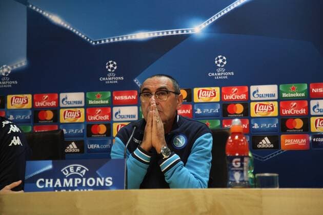 Italy: press conference PK Pressekonferenz Naples Soccer by Maurizio This afternoon at Castel Volturno where the Napoli team was trained, a pre-press conference was held for tomorrow s Champions League match between Napoli and Manchester City. The conference was attended by Napoli coach Maurizio Sarri and player Josè Marìa Callejón. Naples Campania Napoli Italy Centro sportivo Holdayn di Castel Volturno  FabioxSassox xPacificxPress