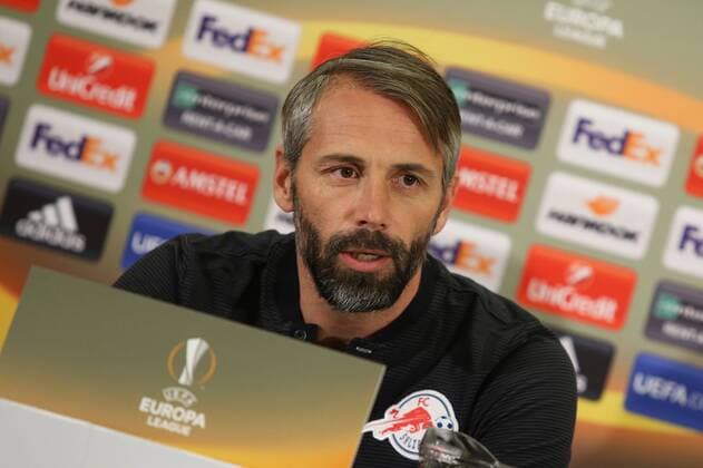 SOCCER - UEFA EL, RBS vs Konyaspor, preview SALZBURG,AUSTRIA,01.NOV.17 - SOCCER - UEFA Europa League, group stage, Red Bull Salzburg vs Atiker Konyaspor, preview, press conference PK Pressekonferenz of RBS. Image shows head coach Marco Rose (RBS). GEPAxpictures xMathiasxMandl