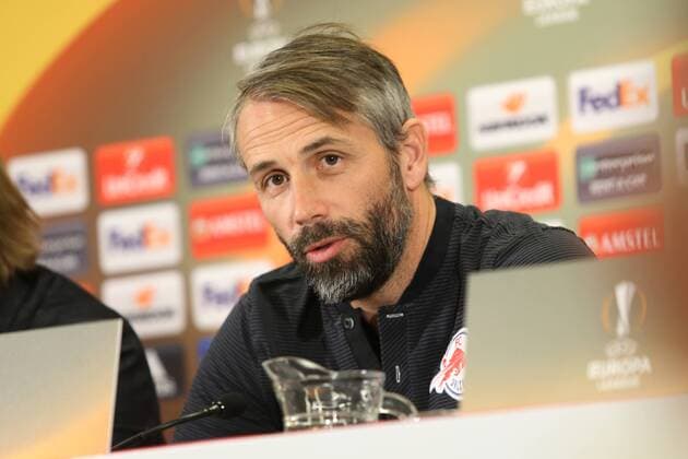 SOCCER - UEFA EL, RBS vs Konyaspor, preview SALZBURG,AUSTRIA,01.NOV.17 - SOCCER - UEFA Europa League, group stage, Red Bull Salzburg vs Atiker Konyaspor, preview, press conference PK Pressekonferenz of RBS. Image shows head coach Marco Rose (RBS). GEPAxpictures xMathiasxMandl