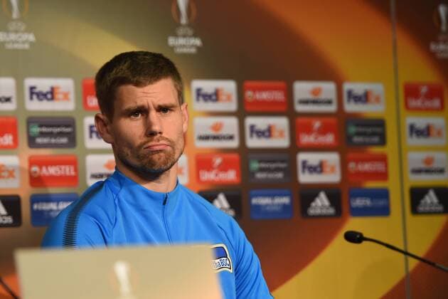Football Men 2017 18 Europa League Hertha BSC Press Conference TW Thomas Kraft Nr 1 Hertha BSC 01 11 17 Copyright: xMichaelxHundtx xMatthiasxKochx