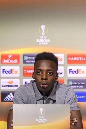 171101 Athletic Bilbaos Inaki Williams under en presskonferens den 1 november 2017 i Bilbao.  Copyright: CARLxSANDIN BB171101CS011
