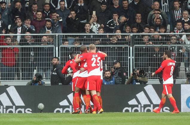 Monaco players celebrates their goal during Besiktas vs. Monaco UEFA Champions League game at Vodafone Park, Istanbul, November 1st, 2017.  Copyright: TolgaxAdanali 15844214