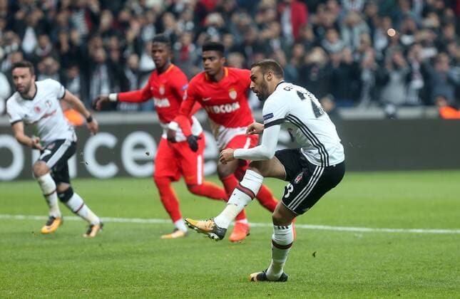 Cenk Tosun of Besiktas celebrates their goal during Besiktas vs. Monaco UEFA Champions League game at Vodafone Park, Istanbul, November 1st, 2017.  Copyright: TolgaxAdanali 15844222