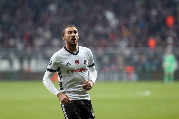 Cenk Tosun of Besiktas celebrates their goal during Besiktas vs. Monaco UEFA Champions League game at Vodafone Park, Istanbul, November 1st, 2017.  Copyright: TolgaxAdanali 15844233