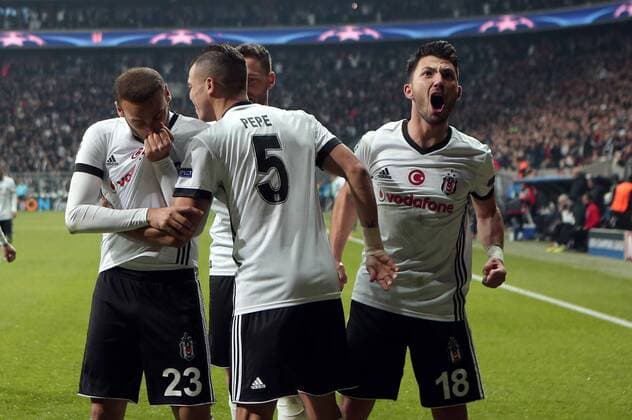 Cenk Tosun of Besiktas celebrates their goal during Besiktas vs. Monaco UEFA Champions League game at Vodafone Park, Istanbul, November 1st, 2017.  Copyright: TolgaxAdanali 15844243