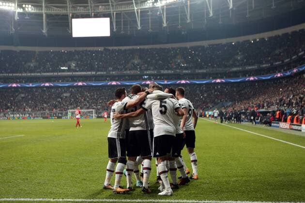 Cenk Tosun of Besiktas celebrates their goal during Besiktas vs. Monaco UEFA Champions League game at Vodafone Park, Istanbul, November 1st, 2017.  Copyright: TolgaxAdanali 15844248