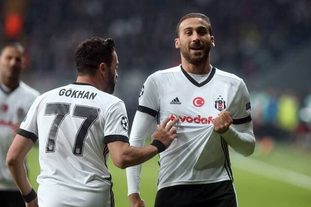 Cenk Tosun of Besiktas celebrates their goal during Besiktas vs. Monaco UEFA Champions League game at Vodafone Park, Istanbul, November 1st, 2017.  Copyright: TolgaxAdanali 15844249