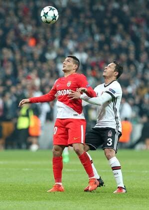 Adriano of Besiktas and Rony Lopes of Monaco during the UEFA Champions league Group G match between Besiktas and Monaco at Vodafone Arena in Istanbul on November 01 , 2017. 