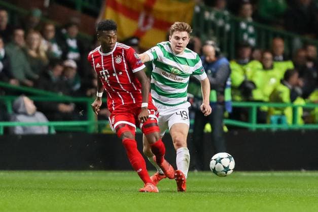 Glasgow Scotland 31 10 2017 UEFA Champions League 2017 18 Season Group Stage Group B 4 Gameday Celtic Glasgow FC Bayern Munich David Alaba FCB and James Forrest CFC in a duel DeFodi048