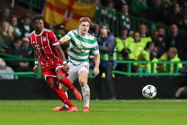 Glasgow Scotland 31 10 2017 UEFA Champions League 2017 18 Season Group Stage Group B 4 Gameday Celtic Glasgow FC Bayern Munich David Alaba FCB and James Forrest CFC in a duel DeFodi048