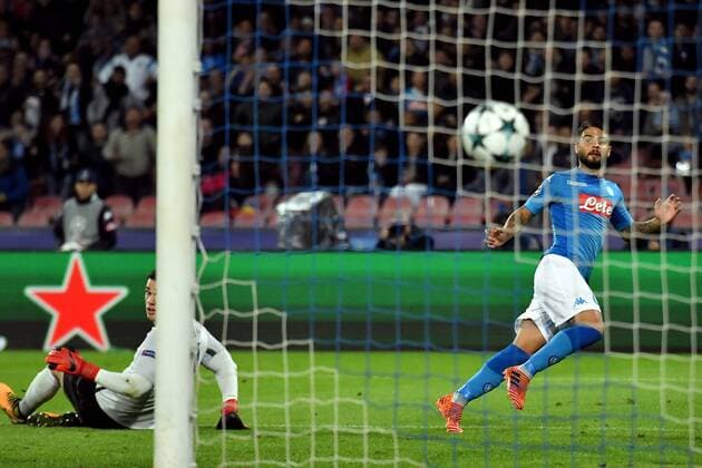 Gol Lorenzo Insigne Napoli Goal celebration Napoli 01-11-2017 Stadio San Paolo Calcio Uefa Champions League 2017 2018 Group F Napoli - Manchester City Foto Andrea Staccioli Insidefoto andreaxstaccioli