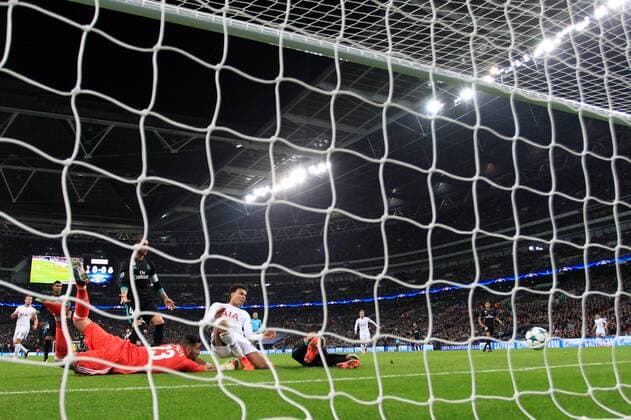 1st November 2017, Wembley Stadium, London, England; UEFA Champions League, Tottenham Hotspur versus Real Madrid; Dele Alli of Tottenham Hotspur scores making it 1-0  ActionPlus11946900