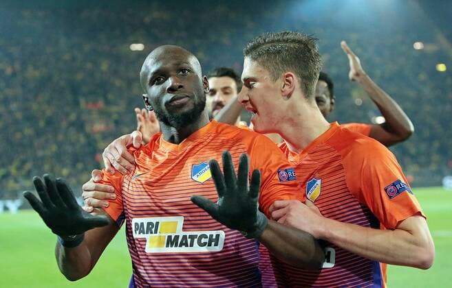 01 11 2017 xovx Football Champions League Borussia Dortmund APOEL Nicosia emspor cheering goal celebrations Goal celebration celebrate the goal at Mickael Pote APOEL Nicosia after the goal to 1 1 action Dortmund