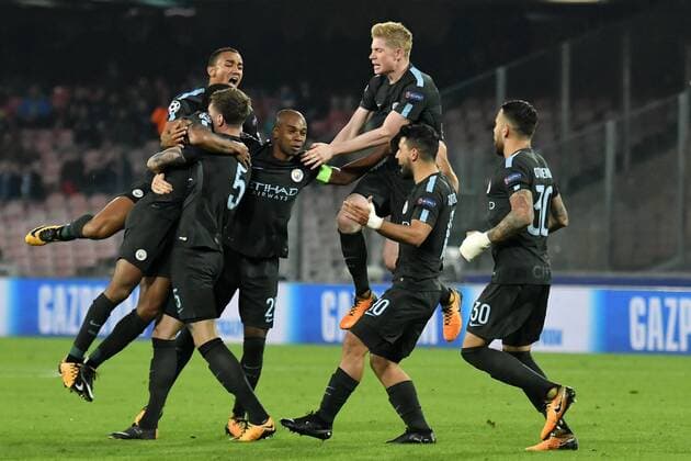 Esultanza Gol John Stones Manchester 1-2 Goal celebration Napoli 01-11-2017 Stadio San Paolo Calcio Uefa Champions League 2017 2018 Group F Napoli - Manchester City Foto Andrea Staccioli Insidefoto andreaxstaccioli