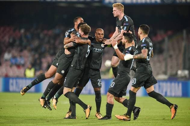 John Stones of Manchester City celebrates scoring second goal during the UEFA Champions League group F match between Napoli and Manchester City at Stadio San Paolo, Naples, Italy on 1 November 2017. Copyright: xGiuseppexMaffiax 17480045