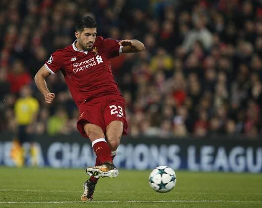 Emre Can of Liverpool whips in the second goal during the Champions League Group E match at Anfield Stadium, Liverpool. Picture date: November 1st 2017. Picture credit should read: Andrew Yates Sportimage EDITORIAL USE ONLY. No use with unauthorised audio, video, data, fixture lists, club league logos or live services. Online in-match use limited to 120 images, no video emulation. No use in betting, games or single club league player publications.