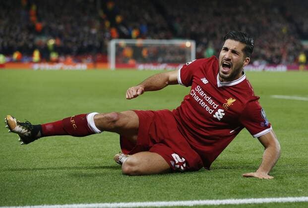 Bilder des Tages - SPORT Emre Can of Liverpool celebrates scoring the second goal during the Champions League Group E match at Anfield Stadium, Liverpool. Picture date: November 1st 2017. Picture credit should read: Andrew Yates Sportimage EDITORIAL USE ONLY. No use with unauthorised audio, video, data, fixture lists, club league logos or live services. Online in-match use limited to 120 images, no video emulation. No use in betting, games or single club league player publications.