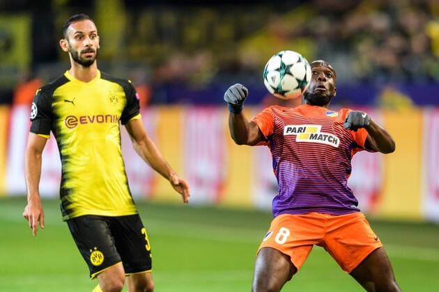 Mickael Pote Apoel FC 8 and Oemer Toprak Borussia Dortmund 36 in the Champions League match between Borussia Dortmund and Apoel FC on 01 11 2017 Dortmund Copyright: xSchuelerx xEibnerx-xPressefotox EP_EER