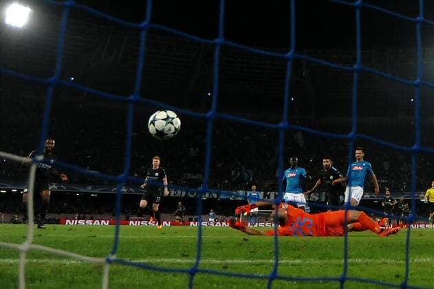 Gol Sergio Aguero Manchester 2-3 Goal celebration Napoli 01-11-2017 Stadio San Paolo Calcio Uefa Champions League 2017 2018 Group F Napoli - Manchester City Foto Andrea Staccioli Insidefoto andreaxstaccioli