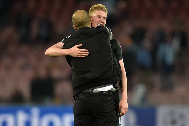Pep Guardiola, Kevin De Bruyne Manchester Napoli 01-11-2017 Stadio San Paolo Calcio Uefa Champions League 2017 2018 Group F Napoli - Manchester City Foto Andrea Staccioli Insidefoto andreaxstaccioli