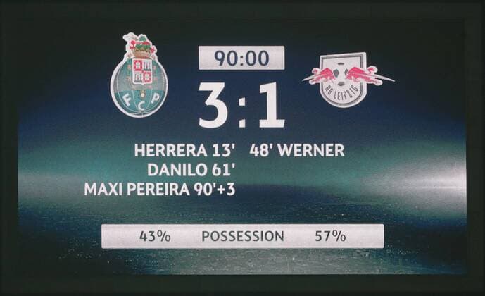 FC Porto RB Leipzig Soccer Champions League Porto 01 11 2017 Estadio do Dragao Soccer UEFA Champions League Group G 4 Gameday FC Porto vs RB Leipzig 3 1 1 0 Pictured here are the stadium scoreboard with the result