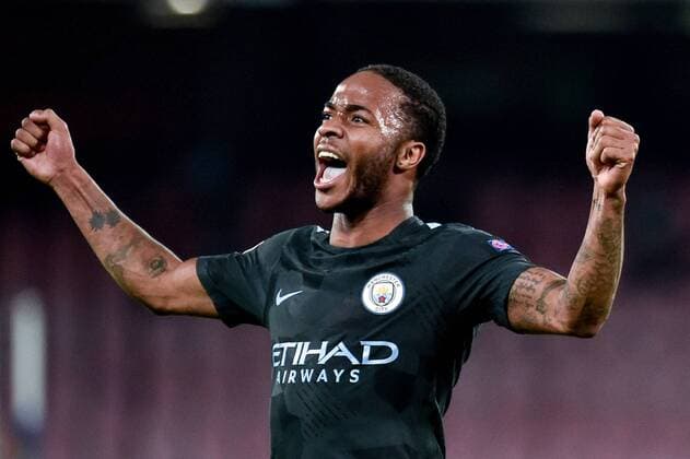 Raheem Sterling of Manchester City celebrates the victory during the UEFA Champions League group F match between Napoli and Manchester City at Stadio San Paolo, Naples, Italy on 1 November 2017. Copyright: xGiuseppexMaffiax 17480103