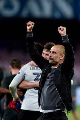 Josep Guardiola of Manchester City celebrates the victory during the UEFA Champions League group F match between Napoli and Manchester City at Stadio San Paolo, Naples, Italy on 1 November 2017. Copyright: xGiuseppexMaffiax 17480114