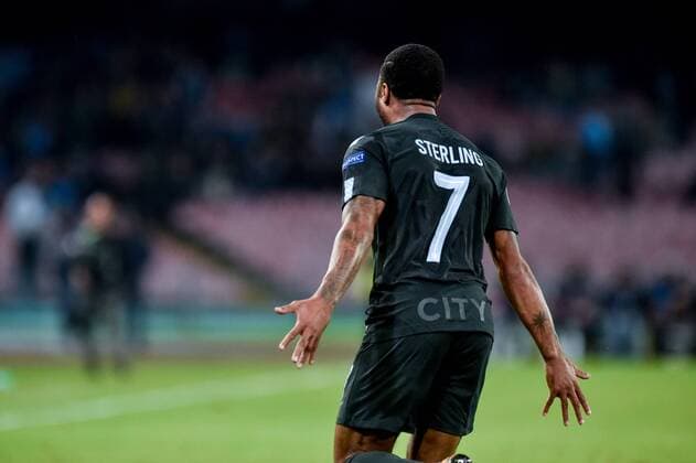 Raheem Sterling of Manchester City celebrates scoring fourth goal during the UEFA Champions League group F match between Napoli and Manchester City at Stadio San Paolo, Naples, Italy on 1 November 2017. Copyright: xGiuseppexMaffiax 17480107