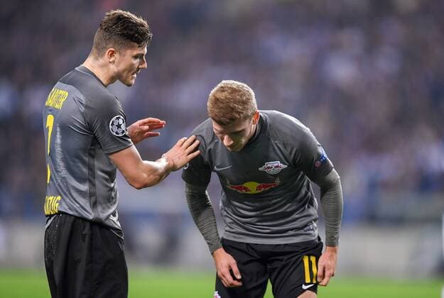 FOOTBALL CHAMPIONS LEAGUE SEASON 2017 2018 GROUP PHASE FC Porto RB Leipzig 01 11 2017 Marcel Sabitzer li and Timo Werner re both RB Leipzig Porto