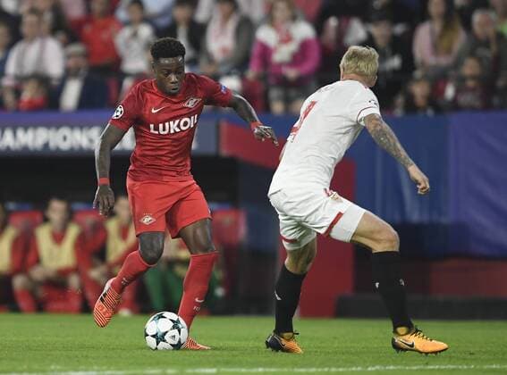 The player Quincy Promes del Spartak of Moscow during the party belonging to League of Champions facing to the Sevilla FC vs Spartak Moscu stadium Ramon Sanchez Pizjuan on the 01 11 2017th Seville Andalusia Spain foto Cristobal Duena  xx xx