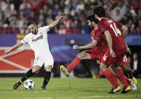The player of the Sevilla Pablo Sarabia during the party belonging to League of Champions facing to the Sevilla FC vs Spartak Moscu stadium Ramon Sanchez Pizjuan on the 01 10 2017th Seville Andalusia Spain foto Cristobal Duenas  xx xx