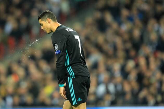 1st November 2017, Wembley Stadium, London, England; UEFA Champions League, Tottenham Hotspur versus Real Madrid; Cristiano Ronaldo of Real Madrid spits as his attack breaks down  ActionPlus11947000