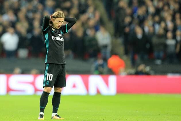 1st November 2017, Wembley Stadium, London, England; UEFA Champions League, Tottenham Hotspur versus Real Madrid; A dejected Luka Modric of Real Madrid  ActionPlus11947010