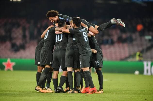November 1, 2017 - Naples, Italy - John Stones of Manchester City celebrates scoring second goal during the UEFA Champions League match between Napoli v Manchester City at San Paolo Stadium, Naples, Italy on 1 November 2017. Napoli v Manchester City - UEFA Champions League  - ZUMAn230 20171101_zaa_n230_386 Copyright: xGiuseppexMaffiax