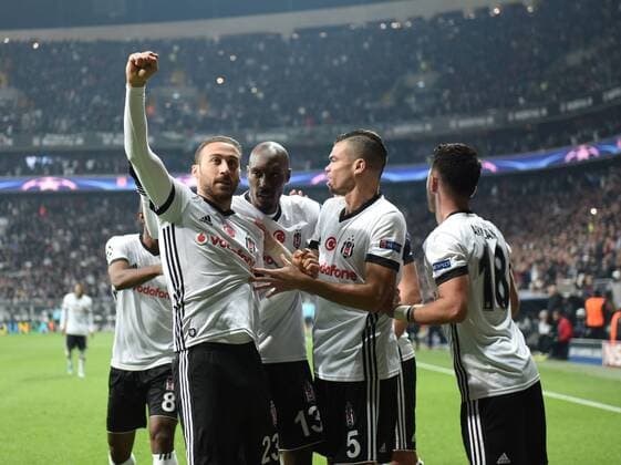 (171102) -- ISTANBUL, Nov. 2, 2017 -- Cenk Tosun (L Front) of Besiktas celebrates scoring with his teammates during the UEFA Championships League Group G match between Turkey s Besiktas and France s Monaco in Istanbul, Turkey, on Nov. 1, 2017. The match ended with a 1-1 draw. ) (SP)TURKEY-ISTANBUL-SOCCER-UEFA CHAMPIONS LEAGUE-BESIKTAS VS MONACO HexCanling 