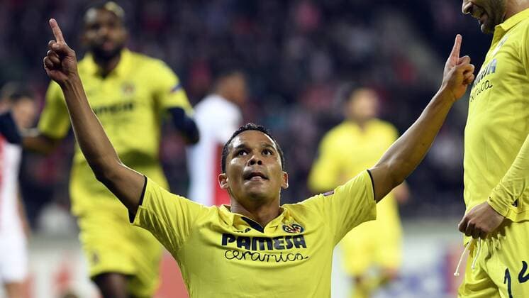 Carlos Bacca of Villarreal celebrates a goal during the UEFA European Soccer League group A 4th round match between Villarreal and Slavia Prague at the Eden stadium in Prague, Czech Republic, November 2, 2017. (CTKxPhoto MichalxKrumphanzl) CTKPhotoP201711021048501  kru 1