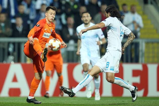 UEFA Europa League - HNK Rijeka vs Austria Wien 02.11.2017., Rijeka, Croatia - UEFA Europa League, group D, round 4, HNK Rijeka - Austria Wien. Dominik Prokop, Leonard Zuta.  GoranxStanzl PIXSELL
