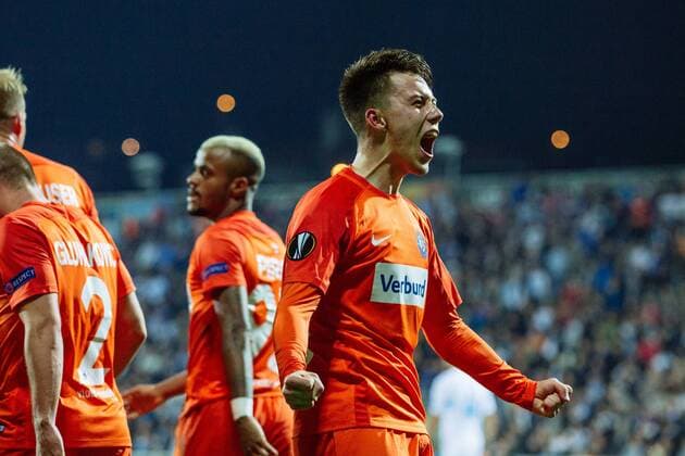 SOCCER - UEFA EL, Rijeka vs A.Wien RIJEKA,CROATIA,02.NOV.17 - SOCCER - UEFA Europa League, group stage, HNK Rijeka vs FK Austria Wien. Image shows the rejoicing of Dominik Prokop (A.Wien). GEPAxpictures xMaticxKlansek