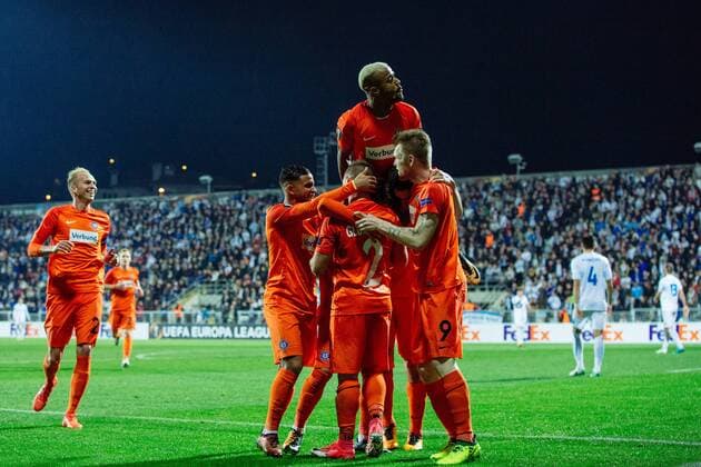 SOCCER - UEFA EL, Rijeka vs A.Wien RIJEKA,CROATIA,02.NOV.17 - SOCCER - UEFA Europa League, group stage, HNK Rijeka vs FK Austria Wien. Image shows the rejoicing of Austria Wien. GEPAxpictures xMaticxKlansek