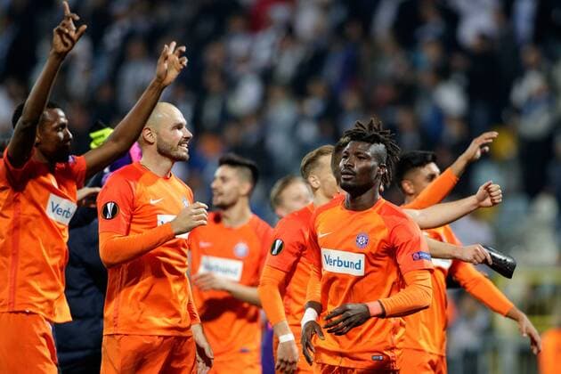 SOCCER - UEFA EL, Rijeka vs A.Wien RIJEKA,CROATIA,02.NOV.17 - SOCCER - UEFA Europa League, group stage, HNK Rijeka vs FK Austria Wien. Image shows the rejoicing of Austria Wien. GEPAxpictures xMaticxKlansek