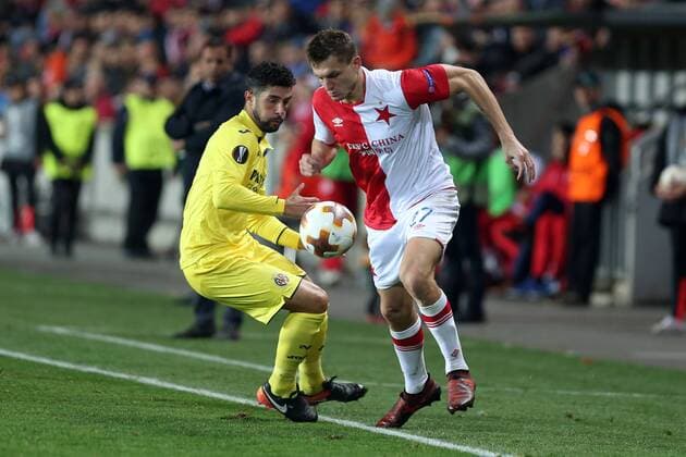 PRAHA 02.11.2017 PILKA NOZNA LIGA EUROPY KOLEJKA 4 GRUPA A SLAVIA PRAHA - VILLARREAL CF SPORT FOOTBALL - UEFA EUROPA LEAGUE ROUND IV GROUP A SLAVIA PRAGA - VILLARREAL CF NZ. TOMAS NECID (SLAVIA) FOT. MICHAL CHWIEDUK FOKUSMEDIA.COM.PL NEWSPIX.PL --- Newspix.pl  171102CHW052