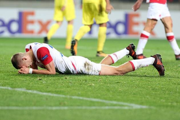 PRAHA 02.11.2017 PILKA NOZNA LIGA EUROPY KOLEJKA 4 GRUPA A SLAVIA PRAHA - VILLARREAL CF SPORT FOOTBALL - UEFA EUROPA LEAGUE ROUND IV GROUP A SLAVIA PRAGA - VILLARREAL CF NZ. TOMAS SOUCEK (SLAVIA) FOT. MICHAL CHWIEDUK FOKUSMEDIA.COM.PL NEWSPIX.PL --- Newspix.pl  171102CHW074