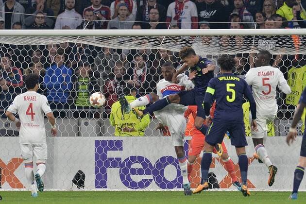 Rafael Marcelo Anthony Lopes Mouctar Diakhaby lyon vs Mason Holgate et Aslhey Williams everton FOOTBALL Lyon vs Everton Ligue Europa Phase de goupe 02 11 2017 FredericChambert Panoramic 