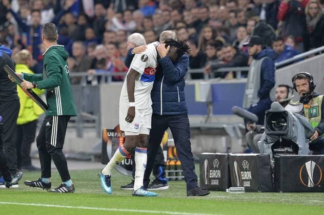 Bertrand Traore et Bruno Genesio lyon FOOTBALL Lyon vs Everton Ligue Europa Phase de goupe 02 11 2017 FredericChambert Panoramic 