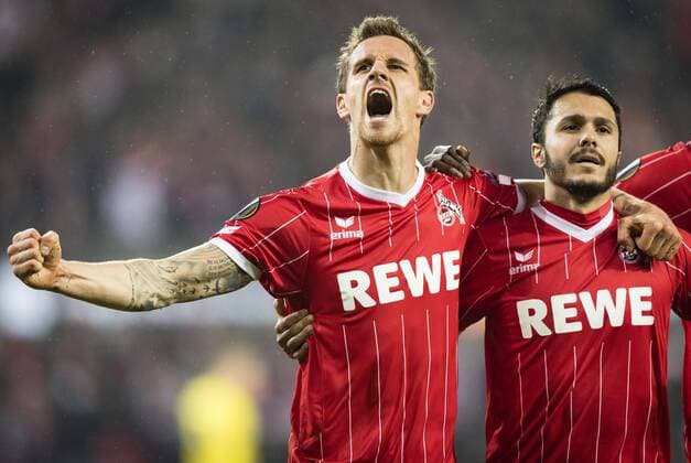 Cologne 02 11 2017 Torjubel Simon Zoller Cologne and Leonardo Bittencourt Cologne 1 FC Köln Bate Borisov